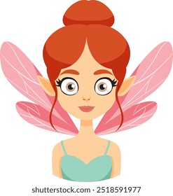 Red-haired fairy with pink wings and green dress