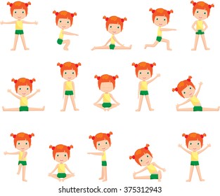 Red-haired girl doing morning work-out