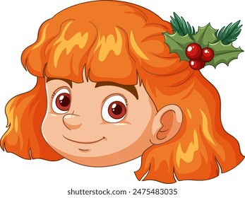 Red-haired girl with festive holly accessory