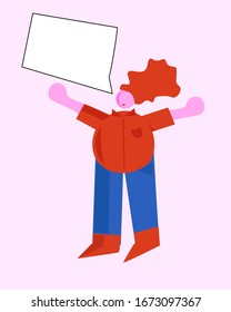 red-haired girl protests and speaks