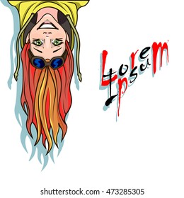 red-haired girl upside down