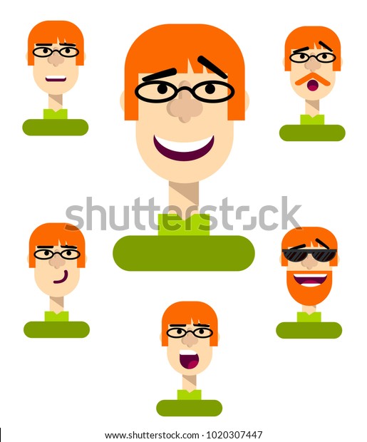 red-haired man with glasses, funny cartoon character, set, guy with a