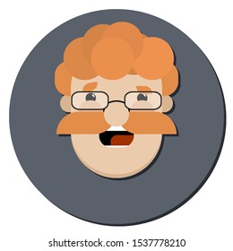 Red-haired man with a mustache, avatar - vector icon