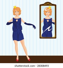 Red-Haired Princess by the Mirror