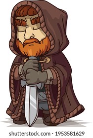 Red-haired wanderer with a sword in a cloak