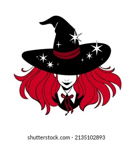 red-haired witch wearing typical witch hat