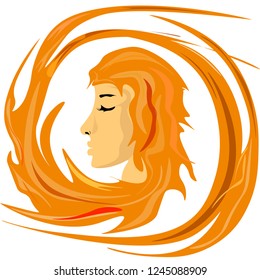 red-haired young girl vector illustration