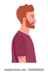 redhead bearded profile man character