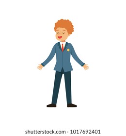 Redhead boy character in school uniform vector Illustration