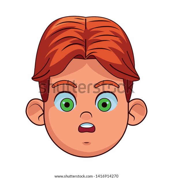 Redhead Boy Green Eyes Surprised Face Stock Vector (Royalty Free ...