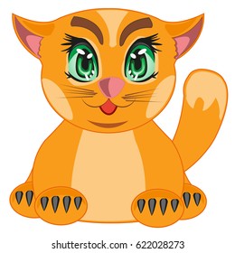 Redhead cat on white background is insulated