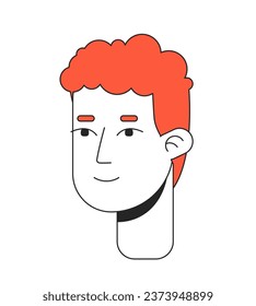 Redhead curly hair cheerful man 2D linear cartoon character head. Pleasant looking guy isolated line vector person face white background. Youngster with ginger haircut color flat spot illustration