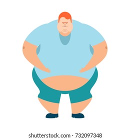 redhead Fat guy. Glutton Thick man. fatso vector illustration