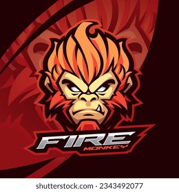 Logo de apoyo a mascota de mono de incendio de Redhead