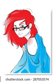 redhead girl in glasses
