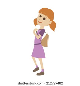 Redhead girl goes to school vector