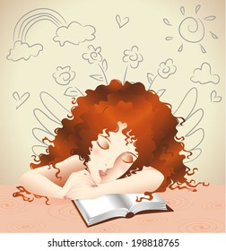 Redhead girl sleeping