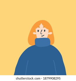 redhead girl in sweater, vector