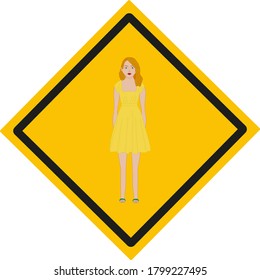 redhead girl in yellow dress.Illustration for web and mobile design.