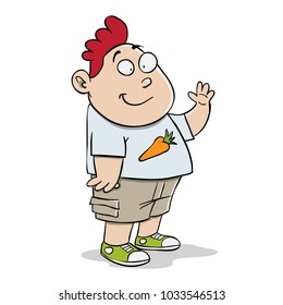 Redhead kid waving