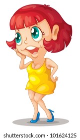 Redhead lady on a white background