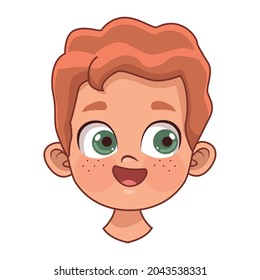 redhead little boy head character