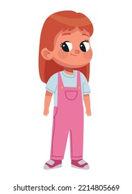 redhead little girl standing character