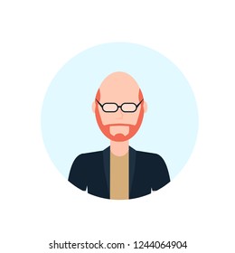 redhead man avatar isolated bald head faceless male cartoon character portrait flat vector illustration