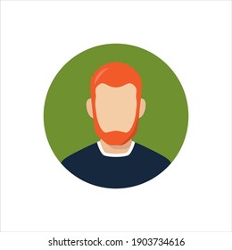 Redhead man user account icon on white background