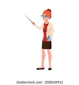 redhead school math teacher explain theorem cartoon vector. redhead school math teacher explain theorem character. isolated flat cartoon illustration