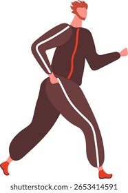 Esportista ruivo correndo ao ar livre em um traje elegante e tênis, incorporando um compromisso com a aptidão e promovendo um estilo de vida ativo e saudável através de atividade física dinâmica