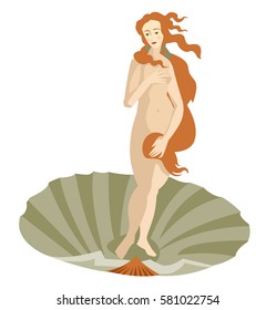 Redhead Venus Standing In A Shell