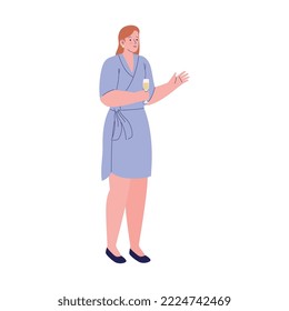 redhead woman drinking champagne character