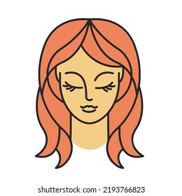 Redhead Woman face abstract vector illustration icon isolated on white background