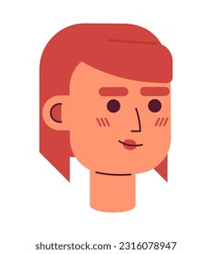 Redhead woman portrait semi flat vector character head. Beautiful female with red hair. Editable cartoon avatar icon. Face emotion. Colorful spot illustration for web graphic design, animation