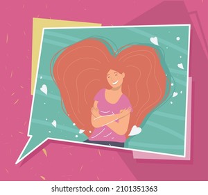 redhead woman in speech bubble character