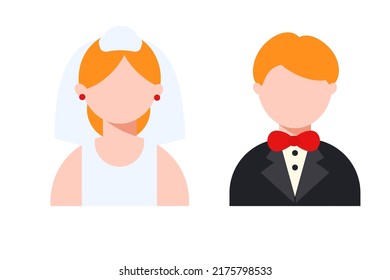 Redheaded bride and groom. Vector illustration.