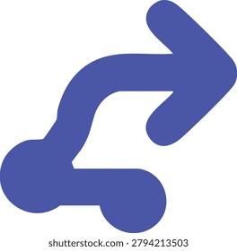 Redirect arrow icon represents change rerouting and direction Symbolizes a visual element for navigation or process flow
