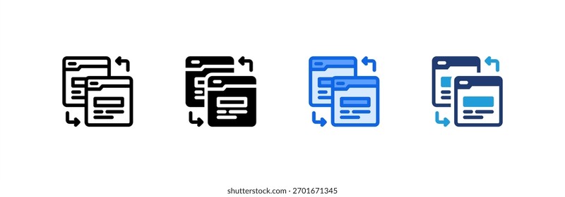 Redirect icon set multiple style collection. Vector illustration.