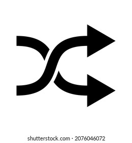 Redirection icon vector image, two intertwining black arrows