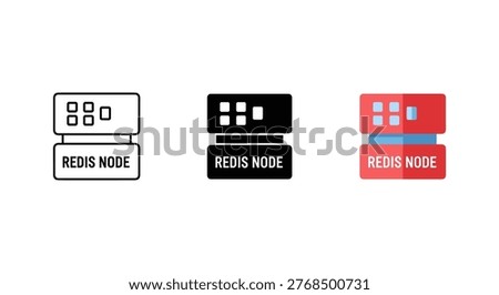 Redis Node icons in black, white, and red