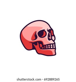 Redish skull side view to the right vector illustration