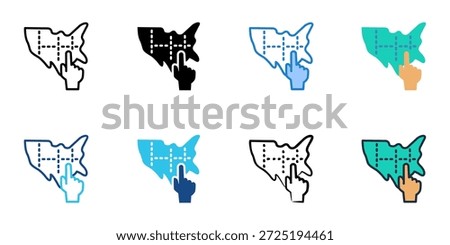Redistricting icons set multiple style collection. Editable stroke 
