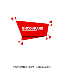 Redlabel with word encourage on white background. sticker,tag.