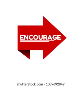 Redlabel with word encourage on white background. sticker,tag.
