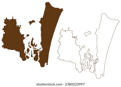 Redland City (Commonwealth of Australia, Queensland State) Karte, Vektorgrafik, Skizze Redland Shire Karte