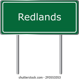 Redlands , California, road sign green vector illustration, road table, USA city