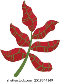 Red-leaf branch. Autumn twig with leaves. Decorative fall foliage plant