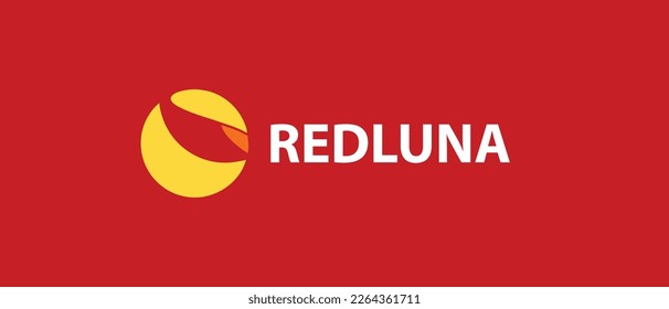 Redluna cryptocurrency REDLUNA Token, Cryptocurrency logo on isolated background with text.