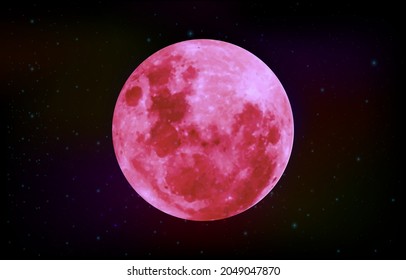 redmoon in the dark sky with thousand star.